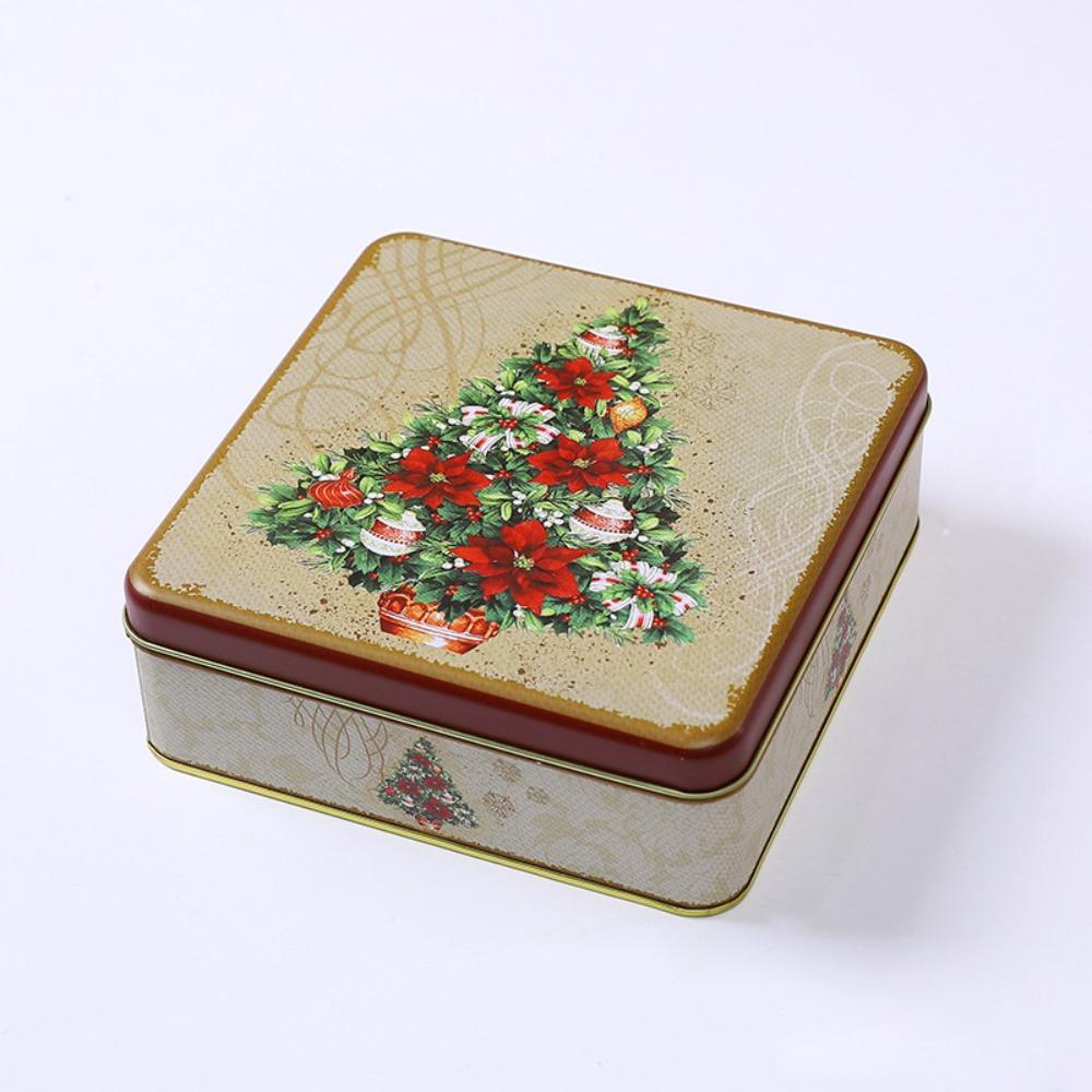 

Cute Cartoon Christmas Gift Box Tinplate Square Xmas Ornaments Christmas Decoration Party Supplies Christmas Candy Box