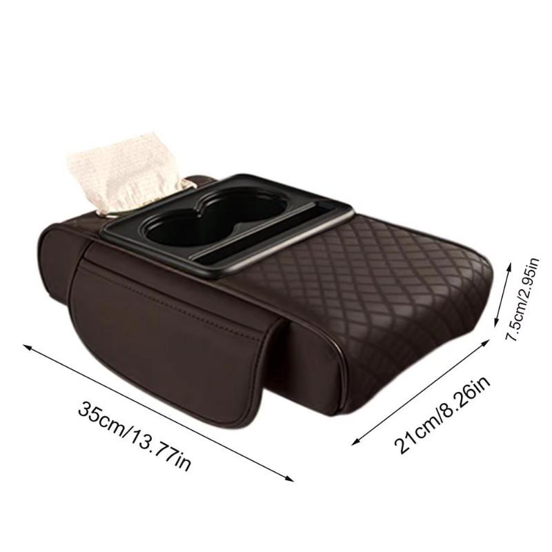 2 in 1 Cuscino per Bracciolo Auto Spugna Ispessita Organizer per Bracciolo Console Centrale con Portabicchieri Portatovaglioli Borsa per Auto SUV Camion