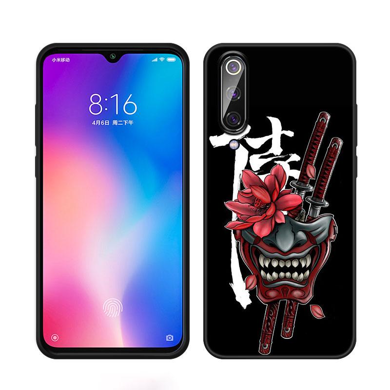 Samurai Oni Mask Phone Case For Xiaomi Mi A2 8 9 SE Note 10 10T 11 12 Lite 9T 11T 12S 12T Pro A3 6X 12X Soft TPU Black Cover