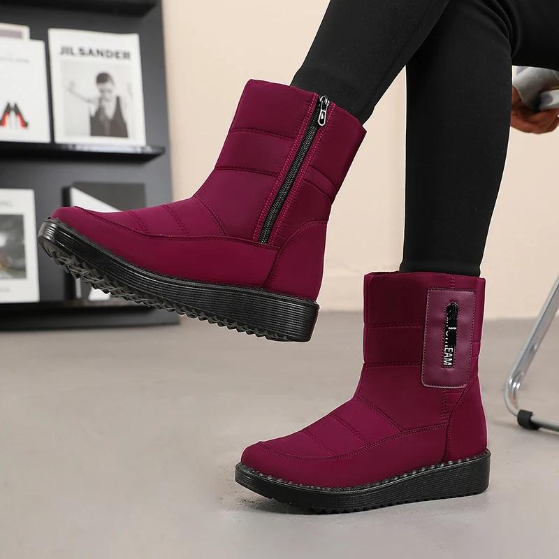 Non-Slip Waterproof Snow Boots for Women 2024 Winter Warm Cotton-Padded Shoes Woman Platform Thicked Plush Ankle Boots