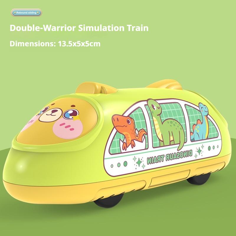 Children's Cartoon Mini Double Pull Back Subway Inertia Toy Cute Early Education Educational Interactive Toy