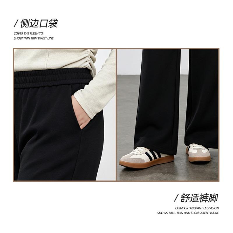 Plus Size Women Elastic High Waist Loose Straight Wide Leg Casual Pants