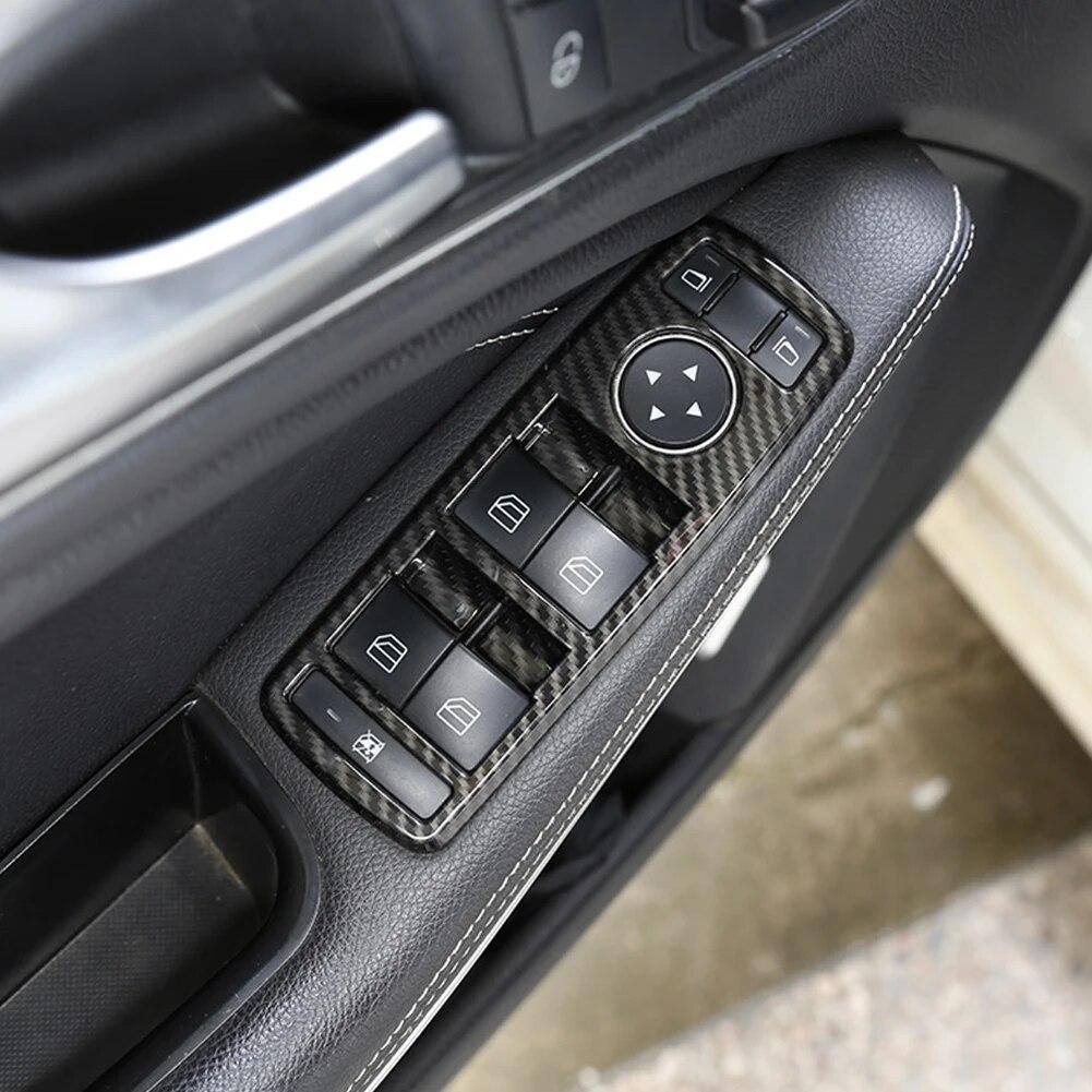 Carbon Fiber Style Car Window Lift Button Frame Sticker For Mercedes Benz A B C E GLE GLA CLA GLK Class W176 W204 W212 W166 W218