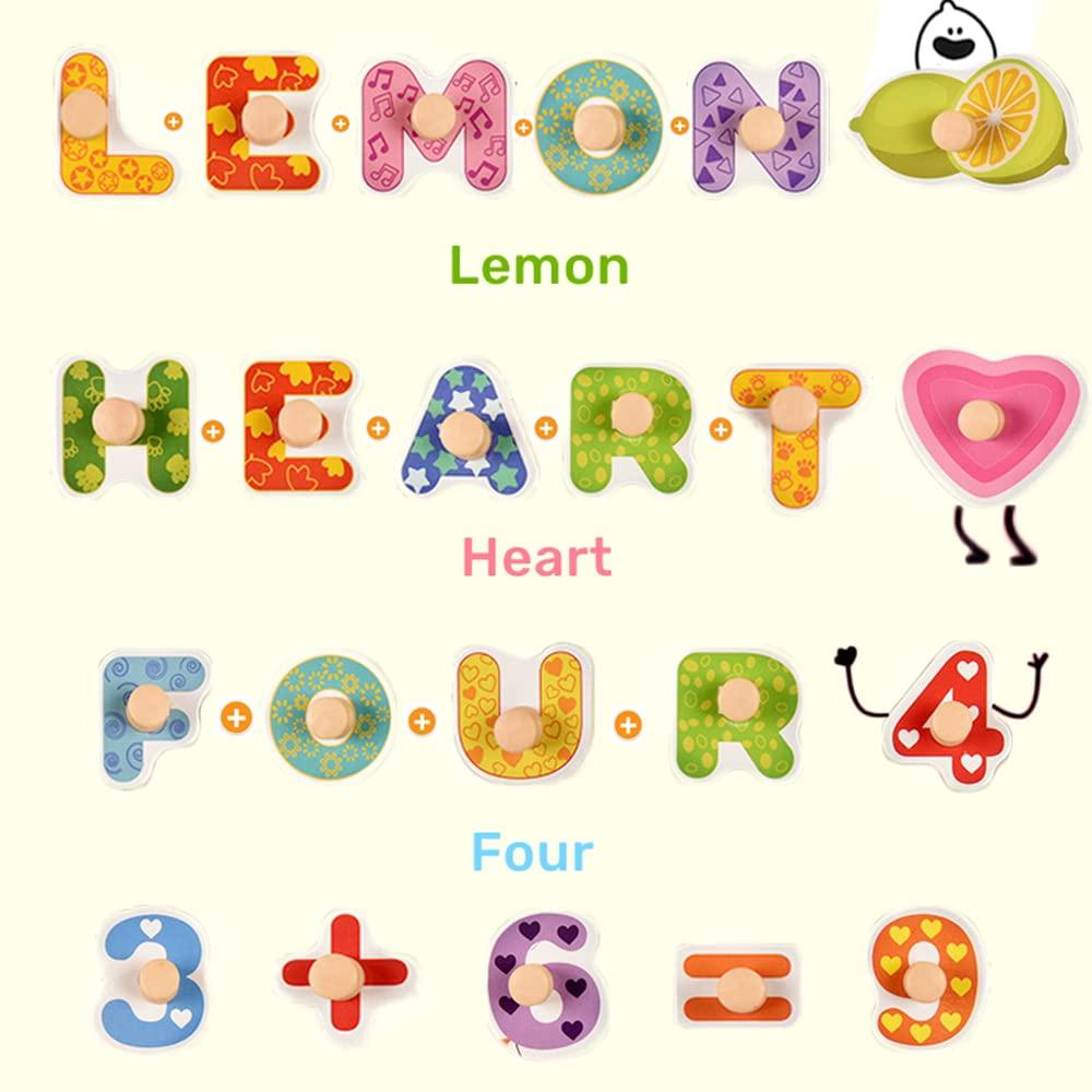 Wooden Puzzle 4 Types Series Mold Puzzle Montessori Puzzle Number Learning Shape Recognition English Alphabet Mold Matching Inset Magnetic Puzzle DIY