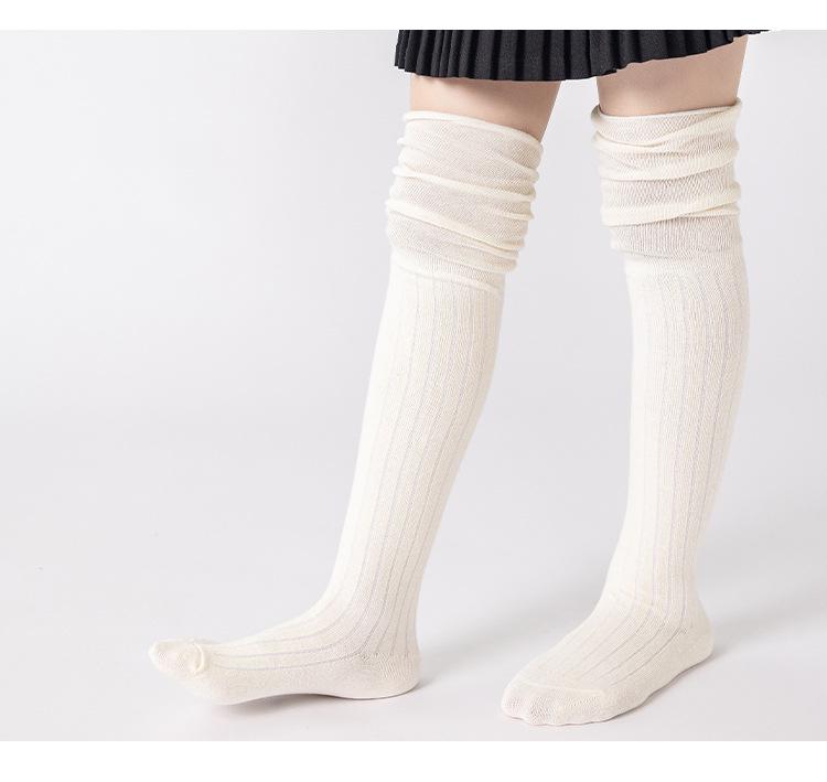 Autumn Kids Over-the-Knee Cotton Socks (3-12Y) Black, White & Grey