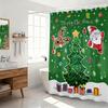 1pc Christmas Tree Cartoon Santa Claus Print Waterproof Shower Curtain Partition Privacy Hanging Curtain 12 Hooks Multiple Sizes