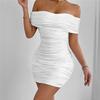 Ladies Summer Skirt European And American Style Sexy One-shoulder Tight-fitting Hip Dress Solid Color Elegant Dating Skirt