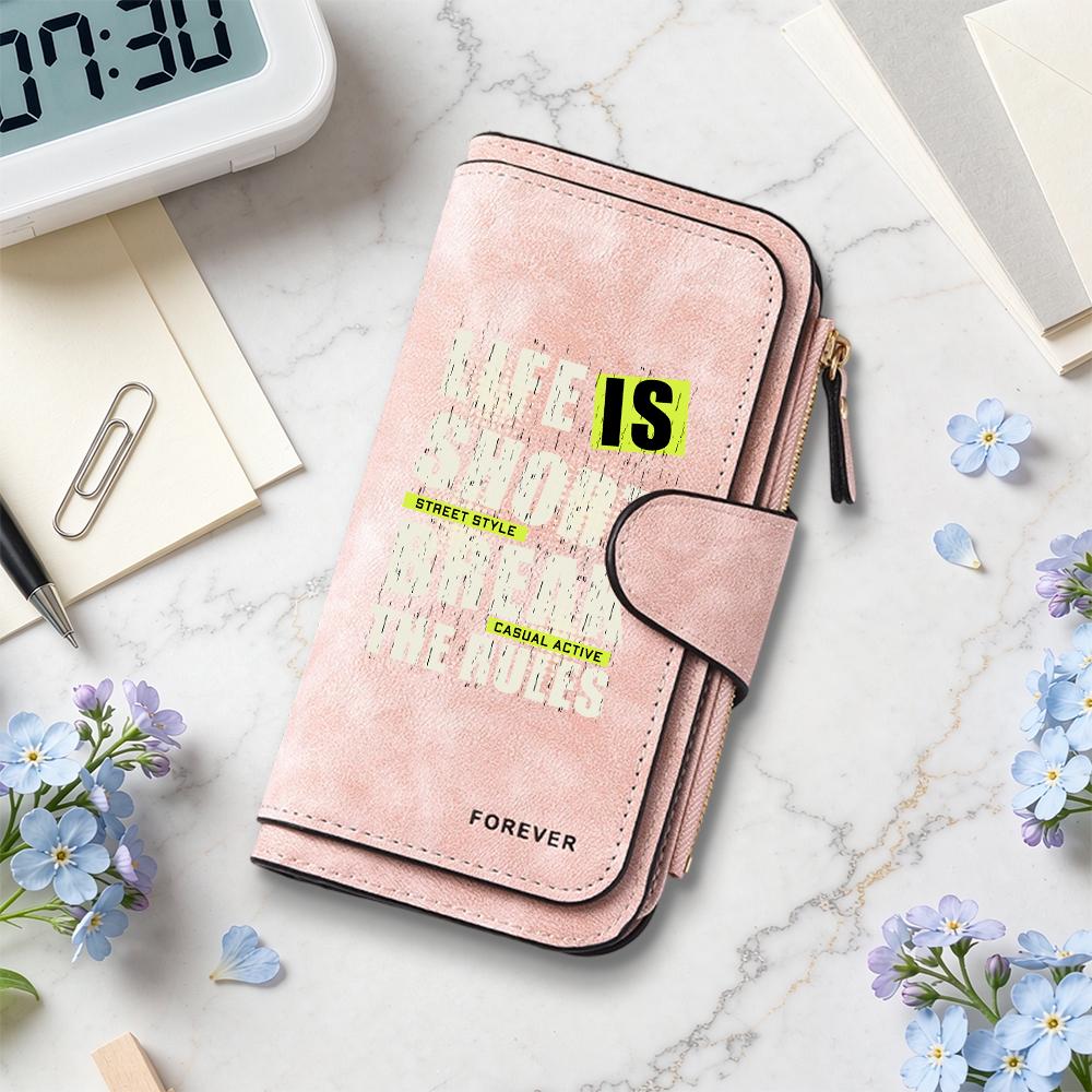 Stylish Letter Printed Long Wallet for Daily Use Casual Portable Multi Slot Card Holder