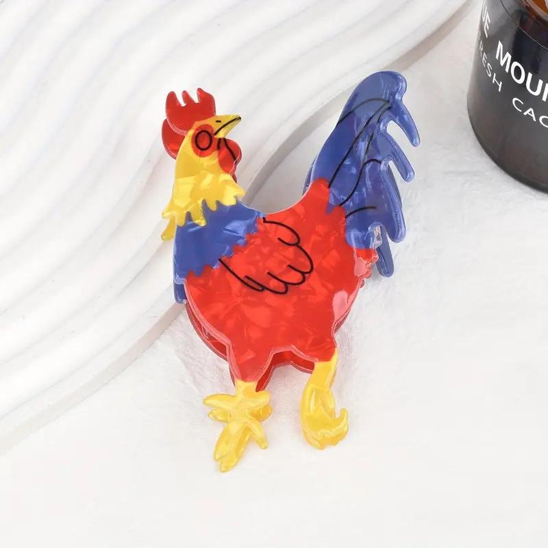 

1 шт. мультяшная цветная заколка-петушок из материала ацетата целлюлозы; милая заколка-акула для хвостика; повседневный головной убор