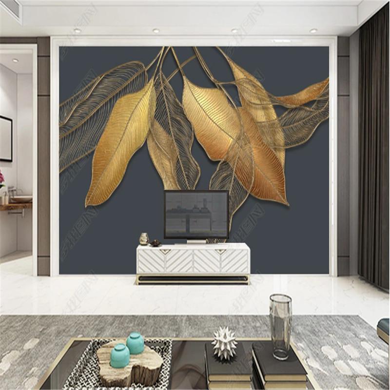 Modern Abstract Plant Flowers Big Leaves Wallpaper for Living Room TV Background Wall Papers Home Decor Mural