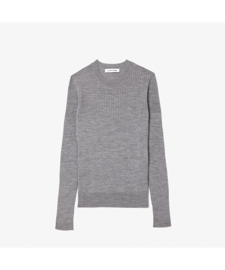 LACOSTE Women'S Slim Fit Rib Knit Crew Neck Sweater Af2576-54N Cca