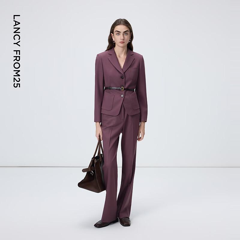 Women's Wool Blend Notched Lapel Suit Jacket