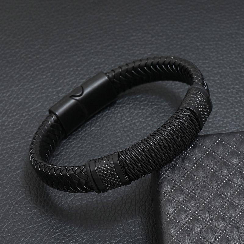 

Noter Men Leather Bracelet Detachable Mirco Magentic Clasp Bangle Homme Boyfriend Gift Trendy Hand Accessories Pulseira Hombre чёрный