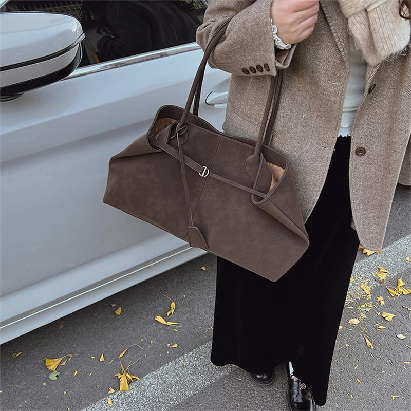 Faux Suede Solid Color High Quality Fashiable Versatile Handbag Women's Large Capacity Winter Daily Shoulder Bag