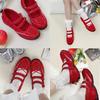 Leather Bright Functional Ballet Shoes Flat Sports Casual Mary Jane Silver Ballet Shoes Light Mouth Single Shoes