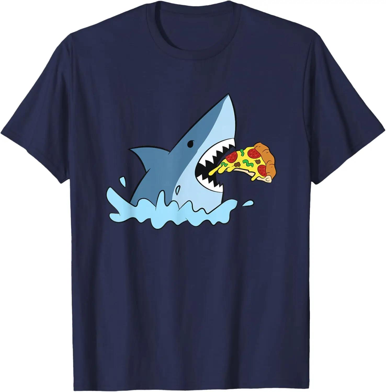 

Shark Eating Pizza Funny Graphic Tee Unisex Casual Short Sleeve Cotton TShirt S