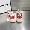 Spring 2025 new board shoes platform white shoes women's muffin bottom pull-off lace-up casual shoes bread shoes