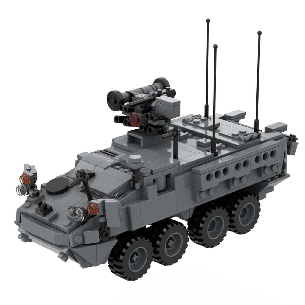 Kampffahrzeug LAV-25 Stryker Bradley US-Armee Deutscher Boxer Achträdrige Träger Gepanzertes Militärisches Baustein-Spielzeug
