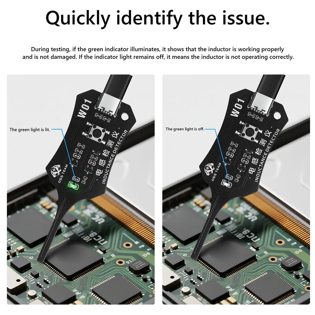 Type-C Inductance Tester High Sensitivity Electronic Circuit Board Inductor Detector Easy To Operate for PC Phone Repair