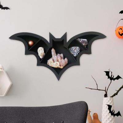 Coffin Shelf Crystal Shelf Spooky Floating Shelves Goth Decor Bat Shelf Wooden Gothic Decor For Home Wooden Shelf For Wall