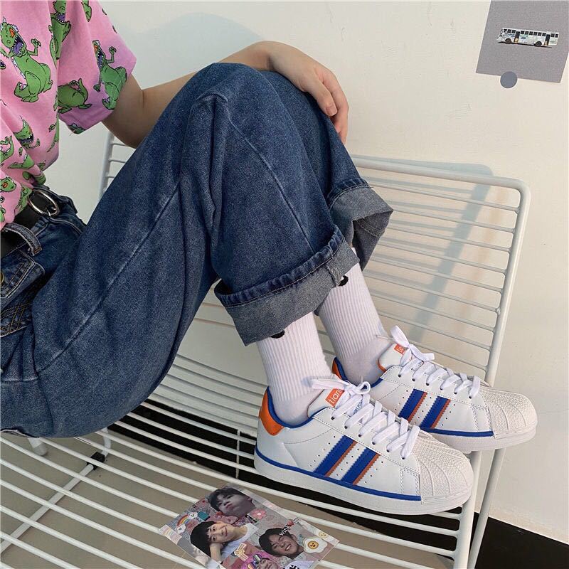 Vysokoškolský styl Barevné boty s mušlí Ulzzang Ležérní Ploché Sportovní Boardové boty Ženy