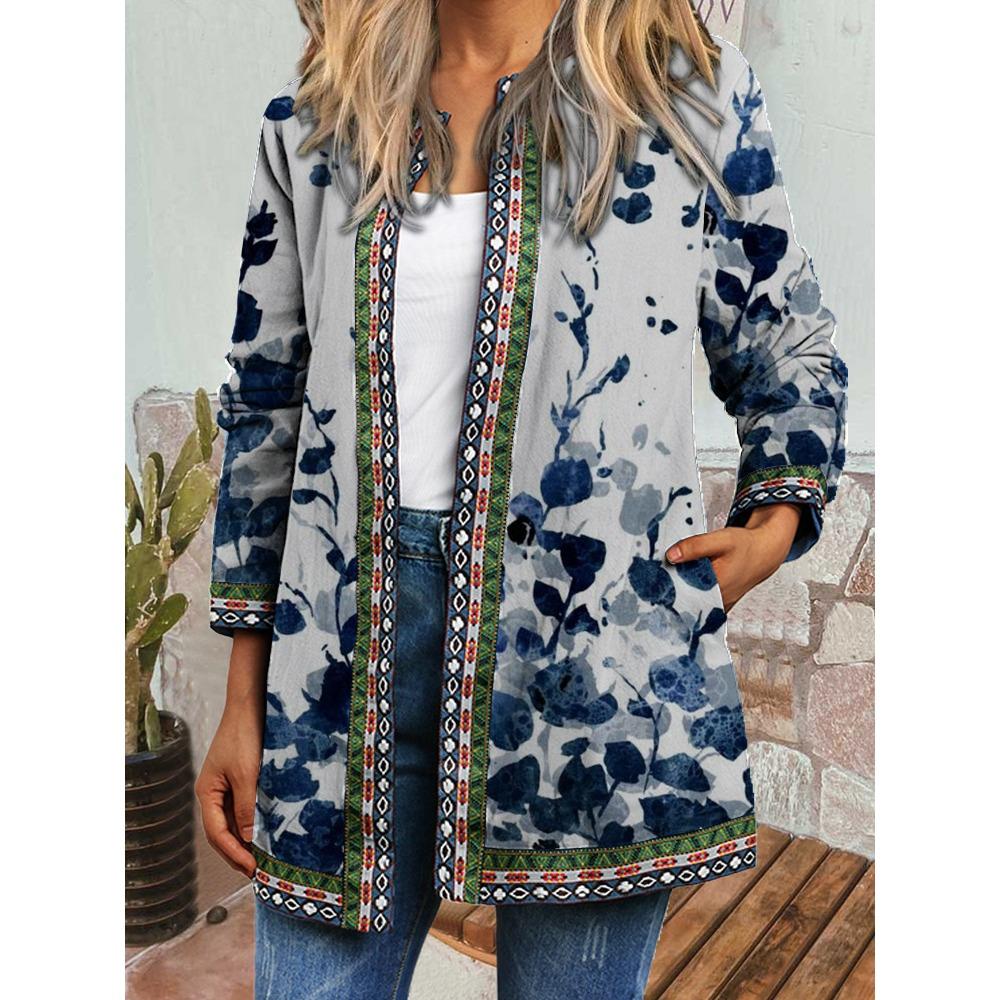 

GMXIA осень зима винтажный этнический стиль принт большой размер куртка кардиган женская одежда XXXXXL