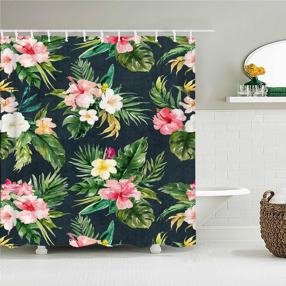 Green Leaves Shower Curtain Mat Grass Beauty Bath Shower Mildew Resistant and Polyester Waterproof white Shower Curtain Decor