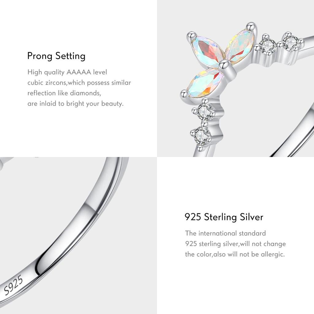 MODIAN Echt 925 Sterling Silber Mode Krone Fingerring für Frauen Regenbogen Feuer Zirkon Hochzeit Verlobungsband Edlen Schmuck