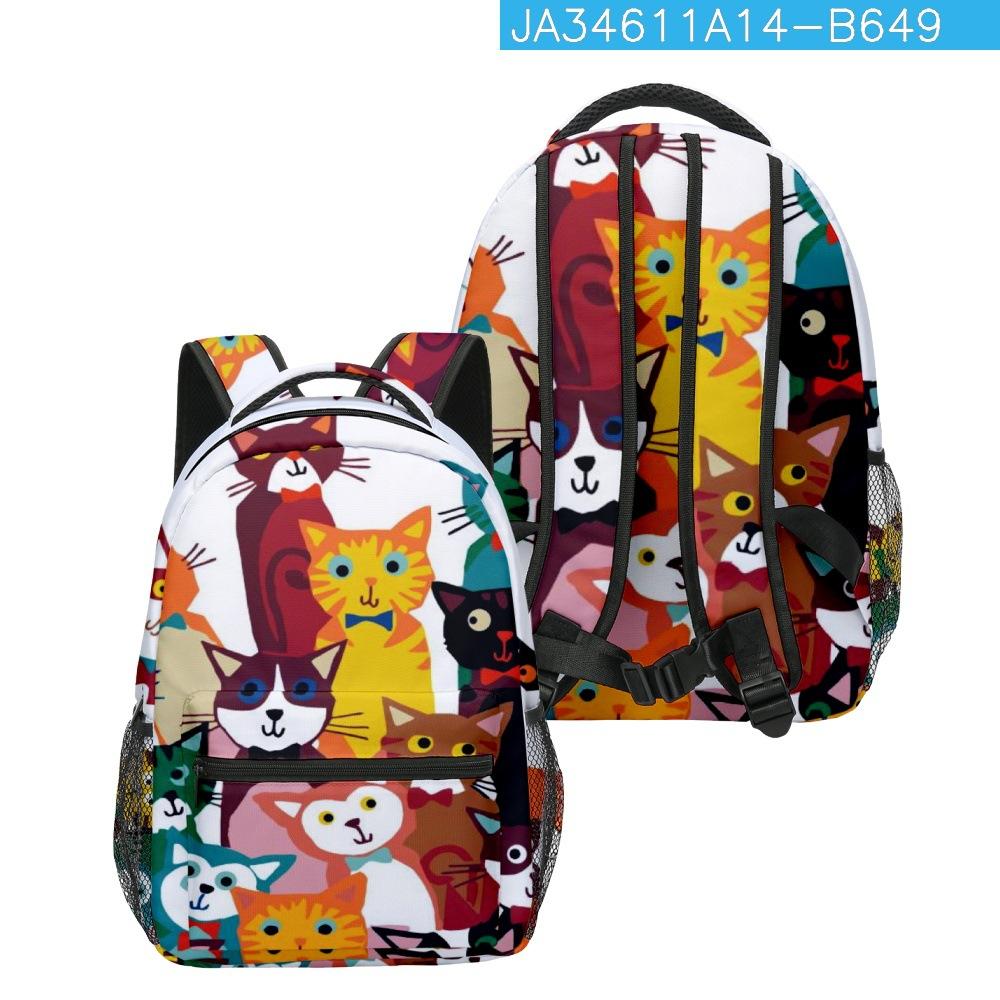 Trendy Kpop Youthful School Bags Unisex Cats Travel Bags 3D Print Oxford Waterproof Notebook Shoulder Backpacks