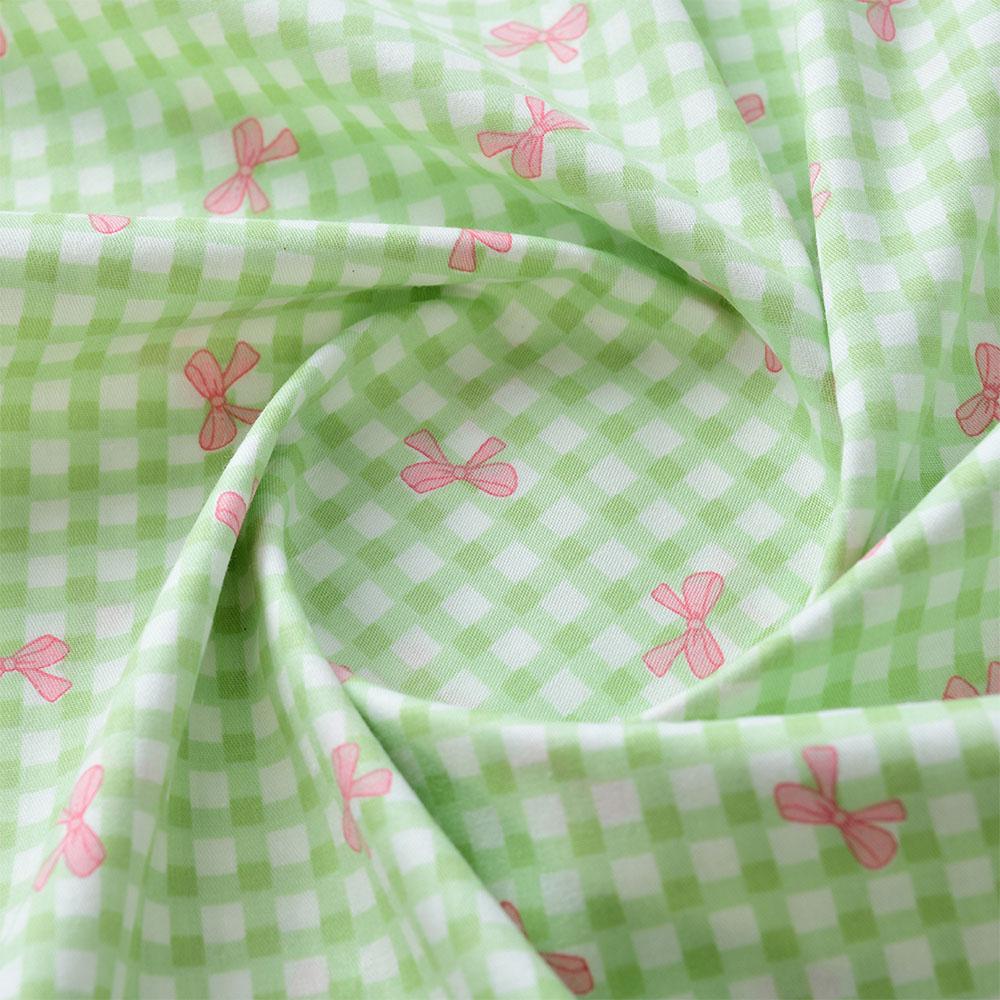 150x50cm Pure Cotton Colorful Butterfly Bow Plaid Fabric For DIY Sewing Girl's Costume Dress Making Pants Pastoral Cloth Supply