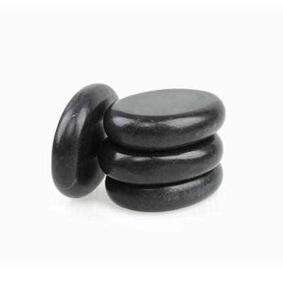 Windfulogo 4-Piece Hot Massage Stone Set, Natural Lava Basalt Spa Massage Warm Stones, Black, 2.36 X 3.14 In (6x8cm)