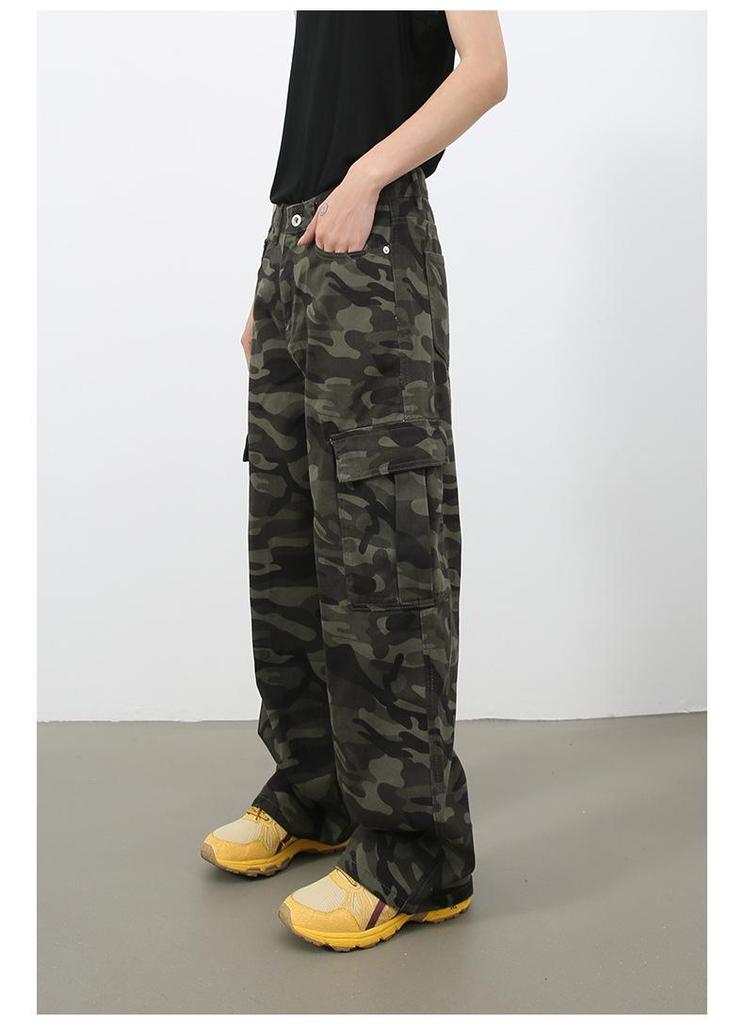 Nirben American Vibe Retro Camouflage Heren Wijde Werkjeans
