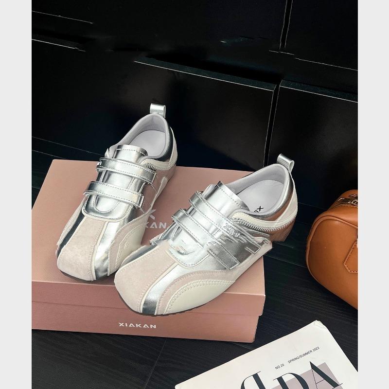 Modische Mary Jane Schuhe mit runder Spitze und flachem Boden, Damen, neue Farbkombination, Klettverschluss, Schleife, Ballerinas