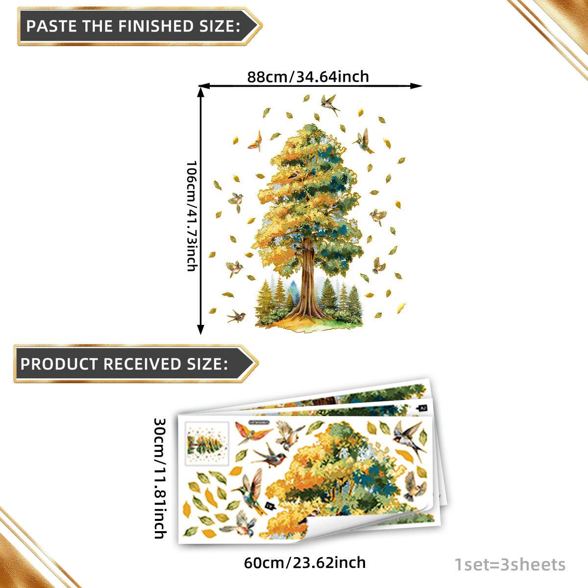 

Tj18018 Расписанная вручную Большая Дерево и Птица Бронзовая Наклейка на стену для украшения фона гостиной спальни Самоклеящаяся наклейка на стену