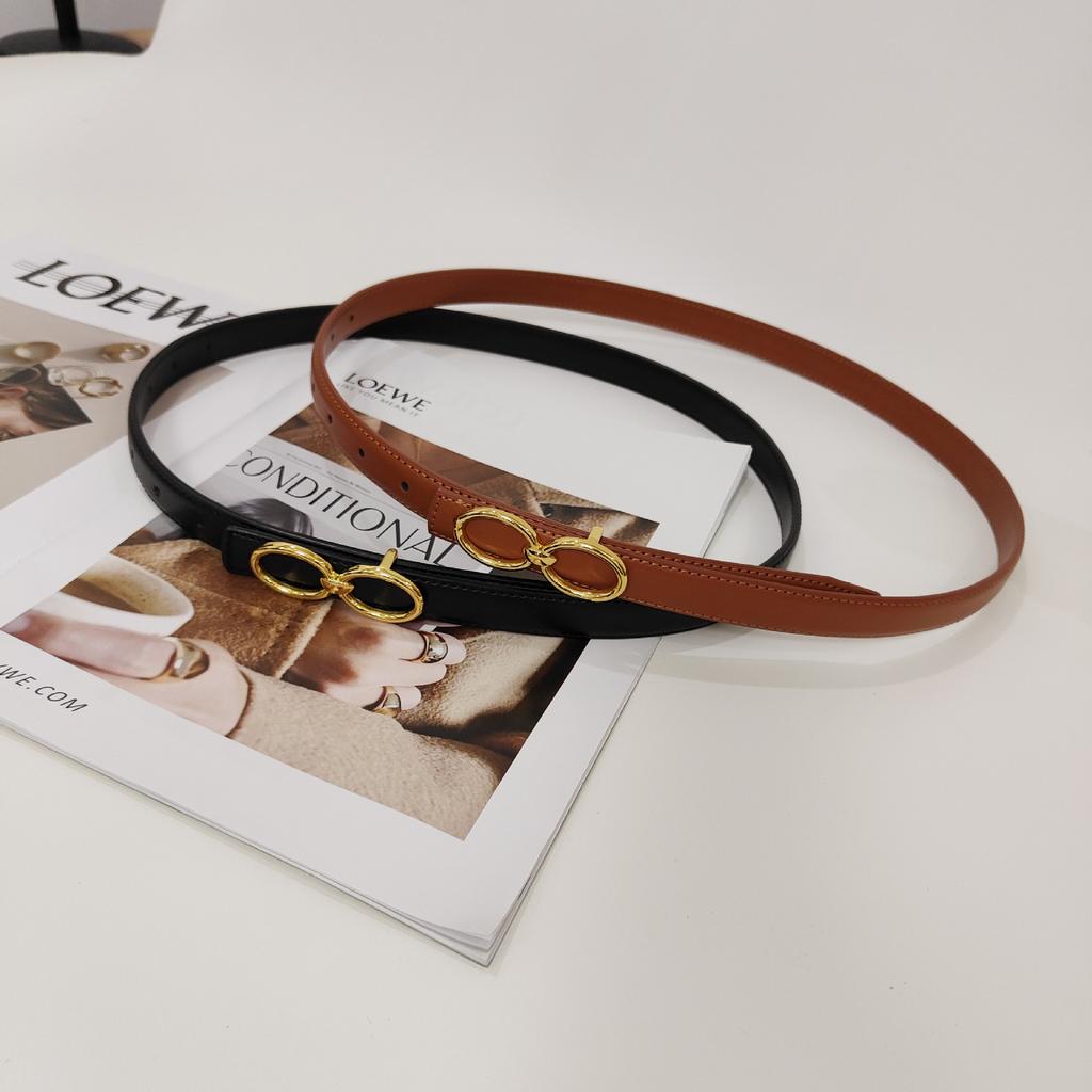 Leather Ladies Interlocking Belt Women'S Decorative Suit Dress Fine Belt Ladies