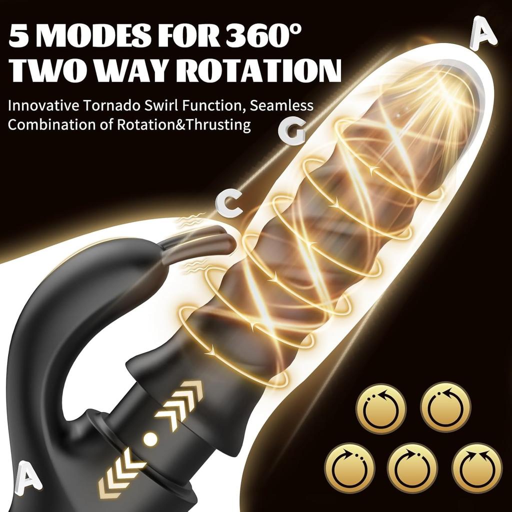 Thrusting G Spot Rabbit Vibrator Clitoral Stimulator 360° Swirl Up Down Thrust 5 Swirling Modes Adults Sex Toys For Women
