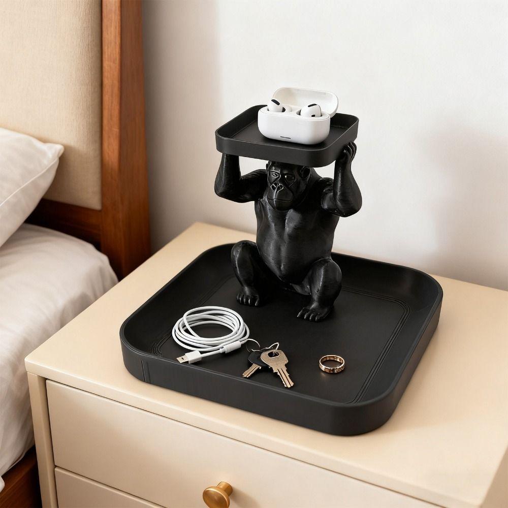 Practical Plastic Gorilla Storage Tray Cute Decorative Gorilla Tray Ornament Unique Jewelry Display Rack Bedroom