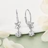 Trend Real 925 Silver 5mm Round Moissanite Drop Clip Earrings for Women Four-leaf Clover Valentine Wedding Jewelry Gift