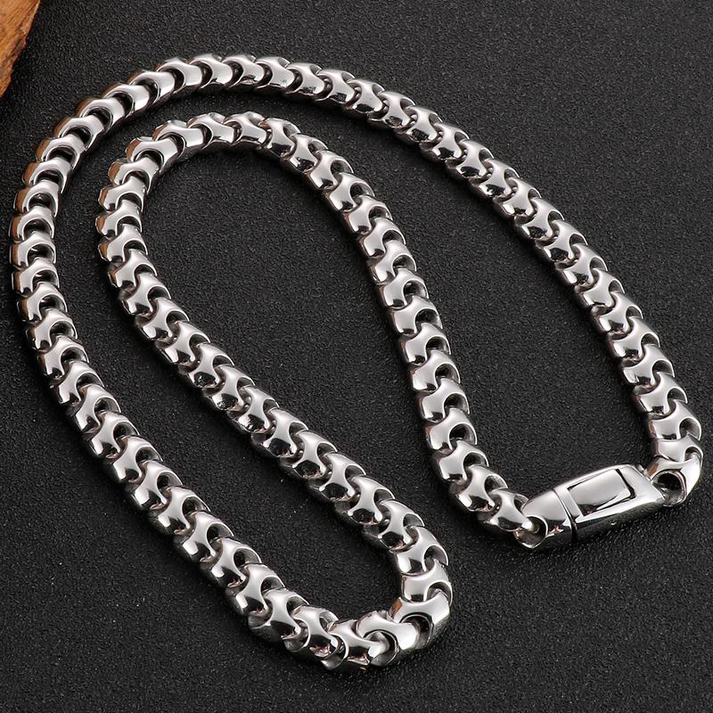 9MM Wide Curb Chain Man Necklace Polished Stainless Steel 50/60/70CM Long Men's Keel Chains Necklaces Choker Wholesale Items