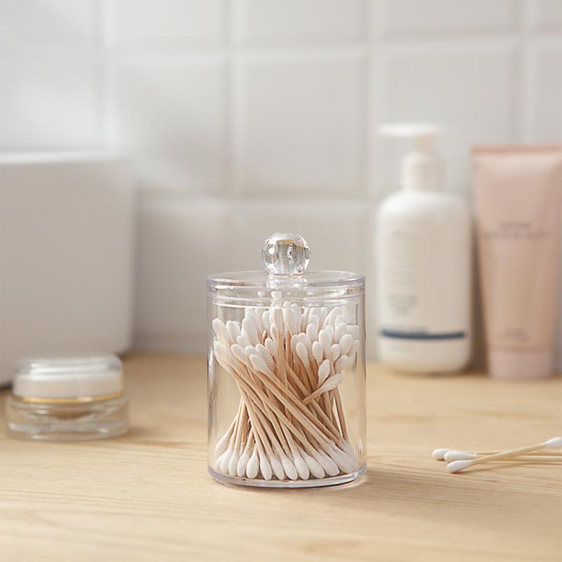 Jewelry Storage Box Holder and Candy Jars Acrylic Round Qtip Container Cosmetic Makeup Cotton Multifunctional Pad Organizer