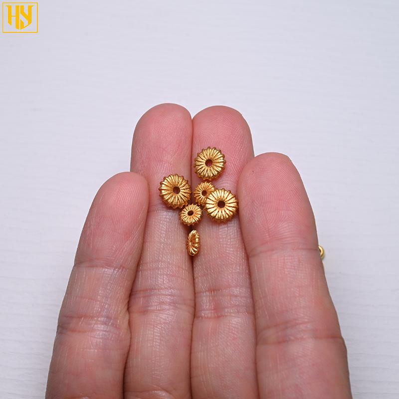 24K Gold Color Sunflower Polka Dot Flat Spacer Beads for DIY Jewelry.