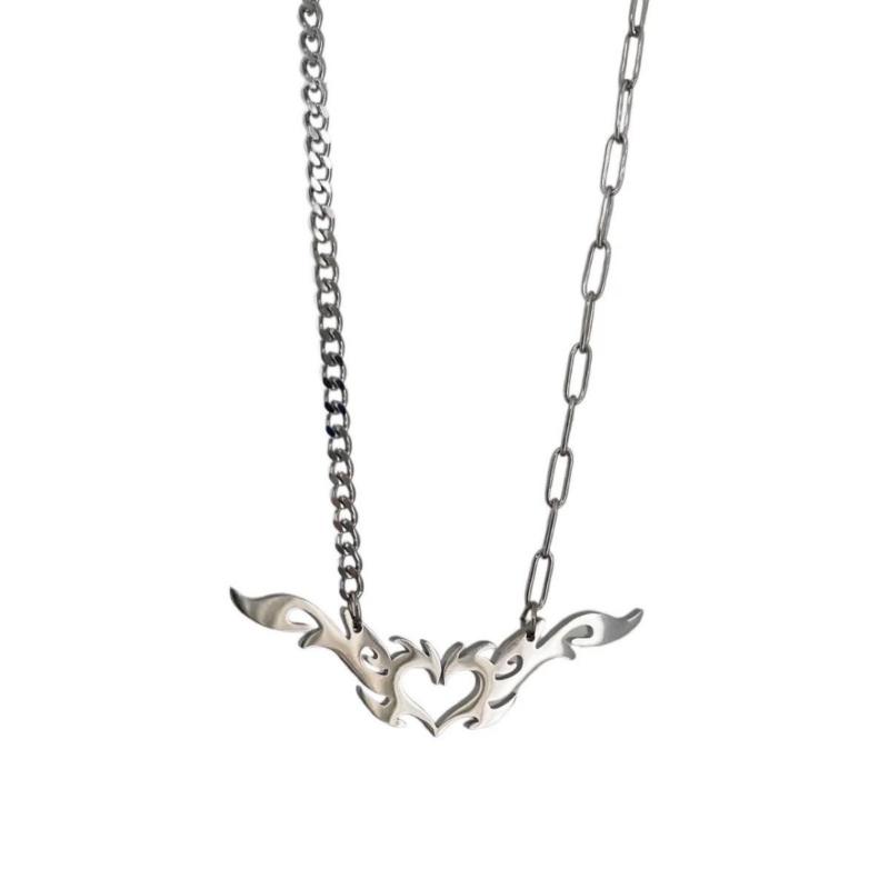 Панк Огненное Сердце Подвеска Ожерелье для Женщин Девушек Готическое Сладкое Крутое Тотем Ключицы Цепочки Y2k Аксессуары Украшения 1