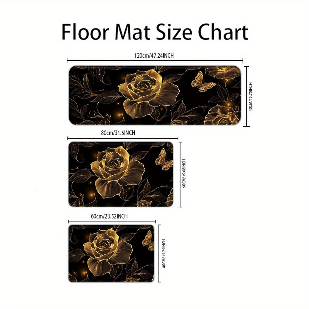 1Pcs Anti Fatigue Kitchen Rugs,Luxury Floral Design Waterproof Non-Slip Thick Cushioned Kitchen Mat Heavy Duty Comfort Standing Mat for Kitchen