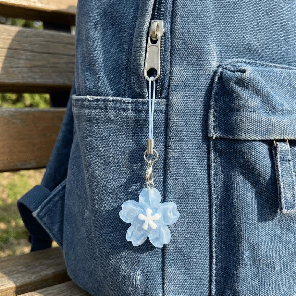 Solid Color Resin Flower Keychain Fresh Kawaii Pendent Accessory Handbag Decoration