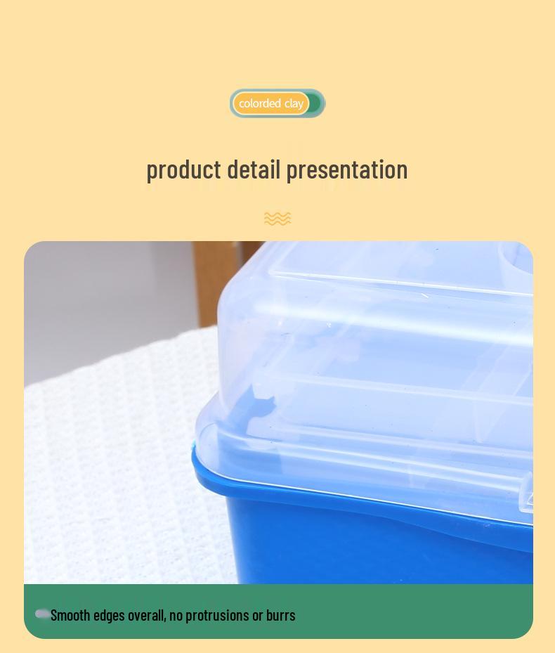 Durchsichtige Kunststoff-Dreischicht-Faltaufbewahrungsbox für Kunst, Nägel, Eisenwaren, Make-up und Schreibwaren