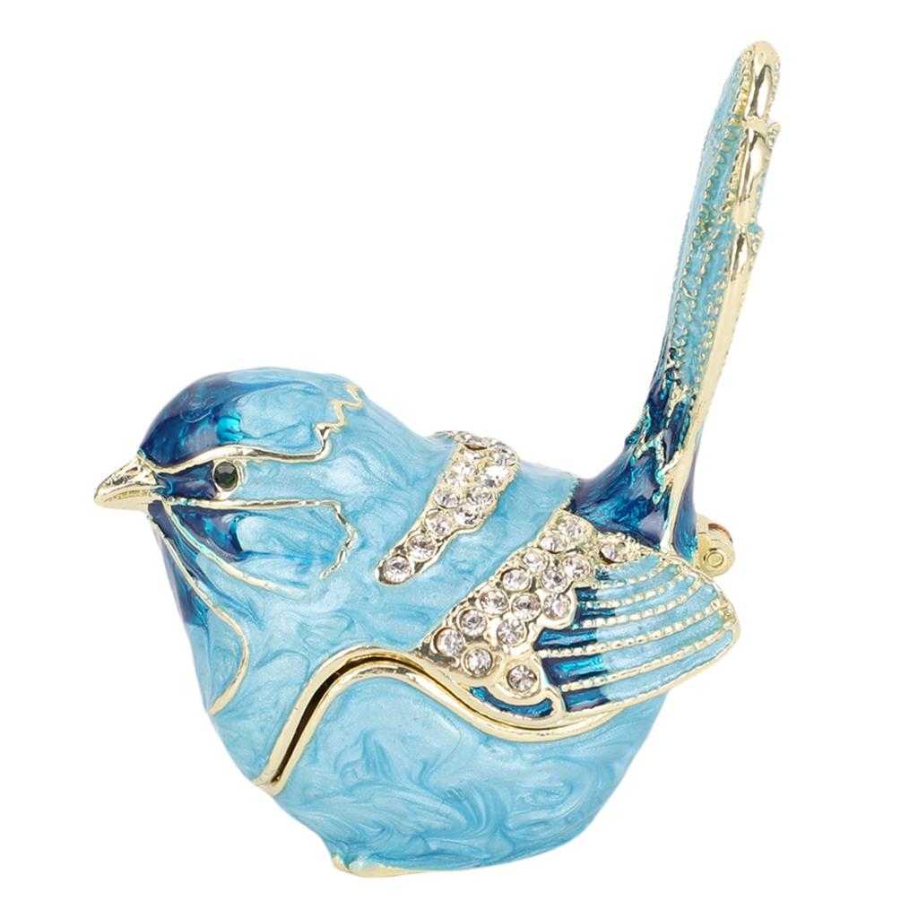 Bird Trinket Box Hinged with S Metal Enamel Jewelry Box Necklace Ear S Storage Birds Figurines Home Decor