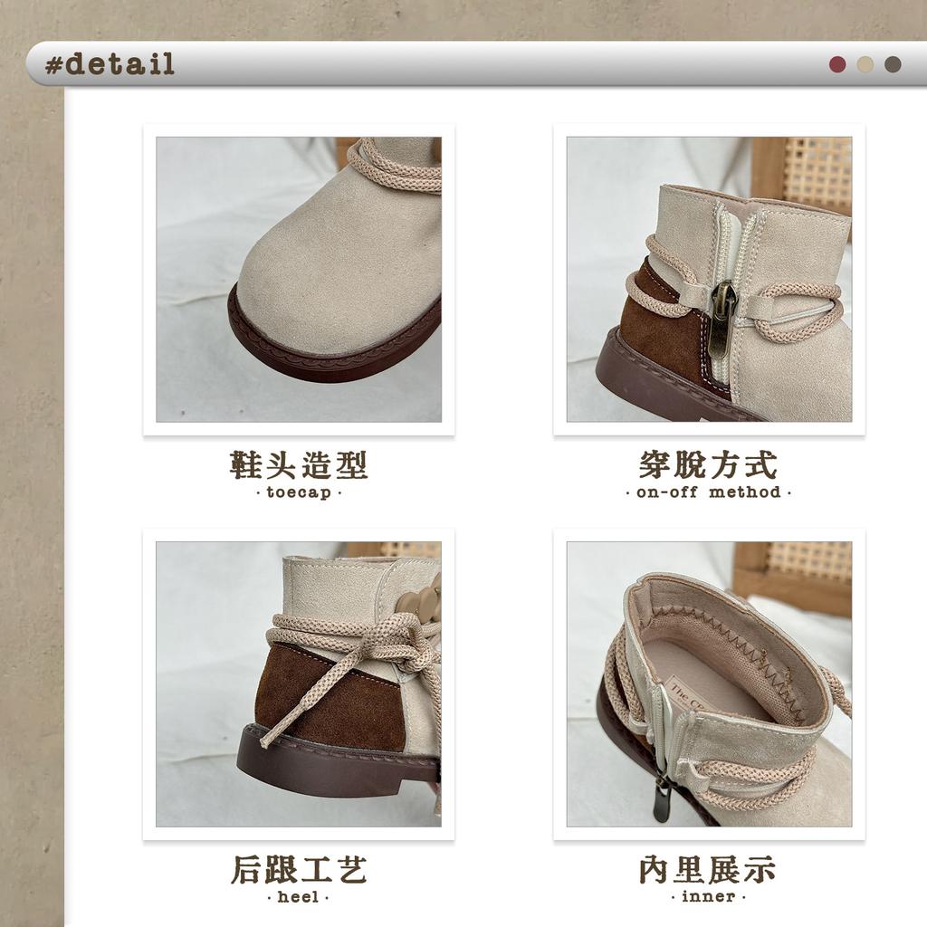 XSHX children's retro Chelsea short boots side zipper autumn and winter new Wenzhou classmates girls bow wide spread toe