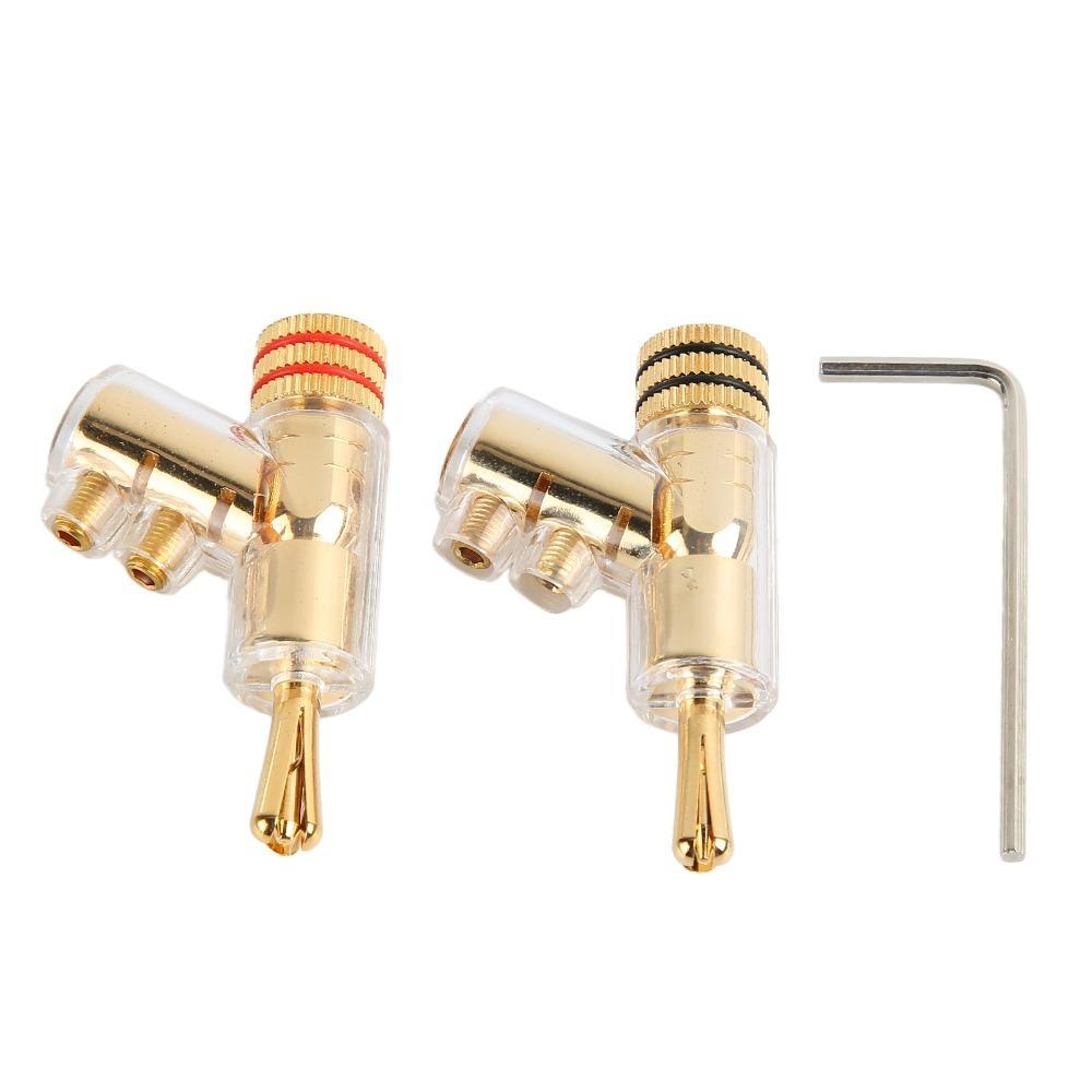 1 Pair Gold Plated Speaker Wire Connectors Solderless Speaker Plugs Speaker Wire Connection золотой
