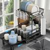 Dish Dish Drying Kitchen Counter Dish 69 X 30 X Expandable Width 2 Tiers Drainer, Rack, Drainer, 39.5 Cm, 42-69 Cm, Black,