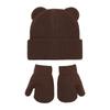 Knitted Bear Ear  Earflap Hat Warm Knitted Hat Glove Set Children's Winter Hat  for Boys Girls Kids